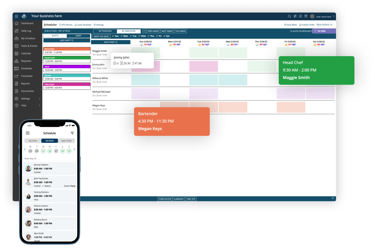 Image of ShiftForce scheduler on web and mobile