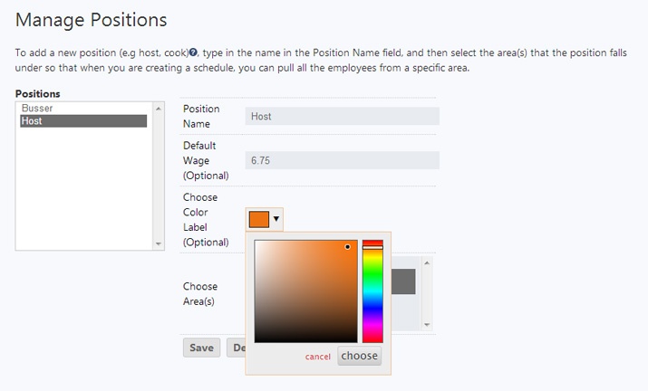 employee scheduling tools color coding option