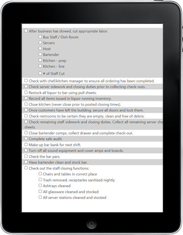 ShiftNote Mobile View Checklist